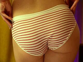 blonde teen in strawberry panties shakes round ass while moaning and dancing solo