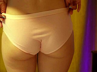 blonde teen in strawberry panties shakes round ass while moaning and dancing solo