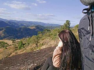 Overwhelmed with lust as tourist guide flashes monster cock to latina beauty on wild mountain trek