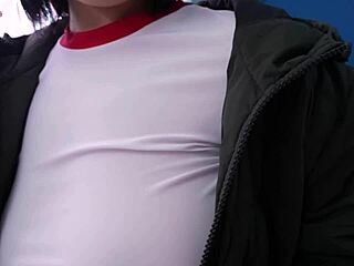 korean busty girlfriend teases in black stockings waiting for your touch