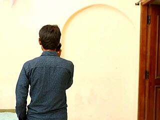 Curvy indian aunt shares flirty kiss with eager admirer