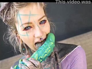 Big Cock Toy Pounds Inked Hippie Asshole