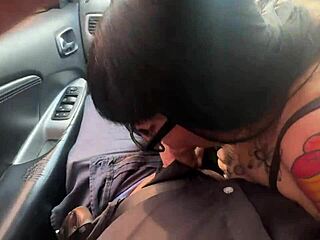 Oral in car windows down everyone watches her suck big ass exposed