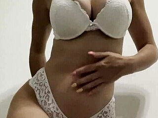 hot wife in lingerie stuffs huge dildo deep in her pussy 😍🔥💦