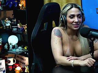 podcast barely starts and bruna lambertini strips naked ruan drools hard - full sheer red reveal?