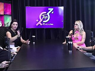 monica lima drops to her knees on bruna carlos right in front of the cuckold husband watching his wife cheat