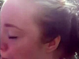 cute tinder blonde teen girlfriend drops for public outdoor pov blowjob!