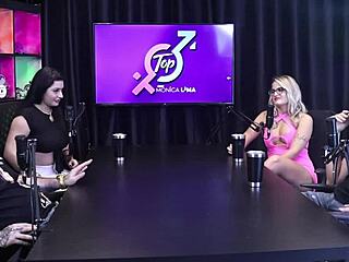 monica lima drops to her knees on bruna carlos right in front of the cuckold husband watching his wife cheat