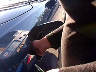 Brunette romana ryder snatch devoured in outdoor convertible ride