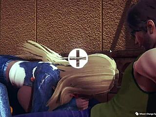 Sexy Blonde Milf in Jeans Gives Public Blowjob and Anal Cumshot