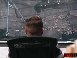 horny teacher fucks masturbating colleague hard in classroom taboo