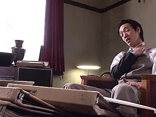 glasses teen secretary tempts old boss with sloppy blowjob titjob swallow uncensored