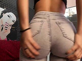 sexy latina ass shakes wildly in tight jeans twerk tease