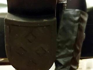 yuki's boots and feet get licked in humiliating slave worship session