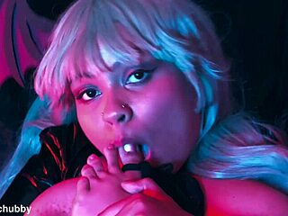 morrigan stuffs latex pantyhose on feet in wild fetish play??