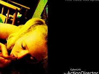 big tits blonde slut in pigtails and lipstick slurps cock with dirty blowjob and handjob 😍💦