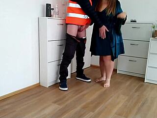 a delivery mix-up leaves cum dripping down that mature milf's fat ass after doggystyle.