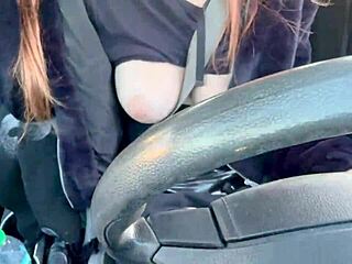 Hot Italian MILF Flashes Massive Tits While Cruising LA Traffic