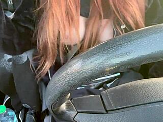 Hot Italian MILF Flashes Massive Tits While Cruising LA Traffic