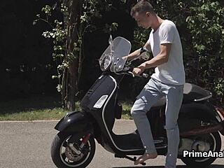 mary stretches in morning yoga then fingers ass and takes monster cock for hardcore anal play