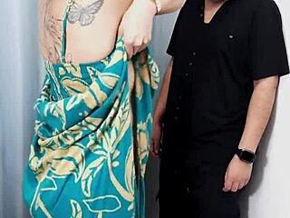 a seemingly innocent store changing room hides a couple's naughty secret rendezvous