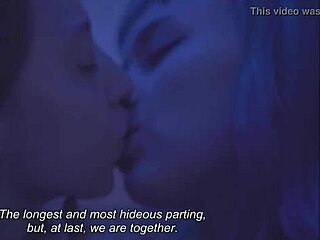 young lesbians share tender love kisses in intimate moment