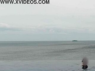 Chilling by the infinity pool, ever wonder what skinny Asian college cutie does next?