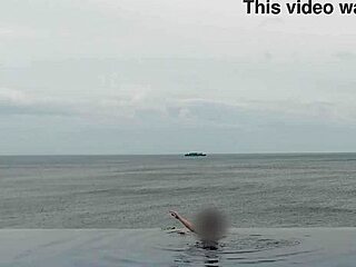 Chilling by the infinity pool, ever wonder what skinny Asian college cutie does next?