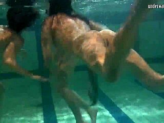 Ivetta, Katka and Barbara dive into steamy poolside adventures underwater