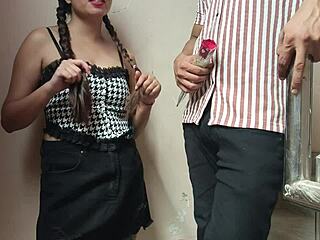Indian college girl tempts tutor into creampie fuck on teachers day