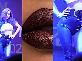 china girl sways seductively in tight leather pants