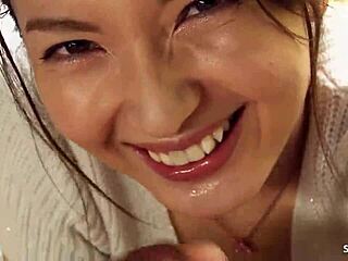 skinny asian milf wife cheats sucking stranger's cum in jav pov uncensored