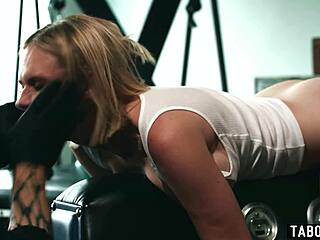 Blonde milf and black teen try intense threesome