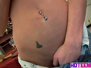 brooksskye teases her pussy thru jeans then strips small tits