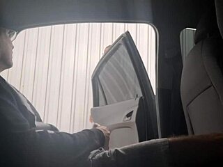 Punk redhead risks public street flashing and risky outdoor handjob at bus stop