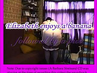 i'm mrs elizabeth hogben and uh i love sliding this banana into my hairy mature cunt with stockings on