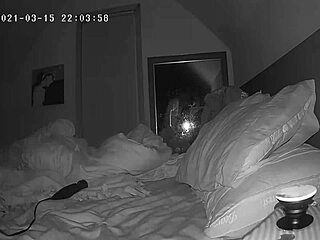 milf slams vibrator on clit hard before crashing into bed on spy cam