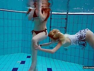 wanna dive in with two sexy russian teen lesbians underwater pool play?