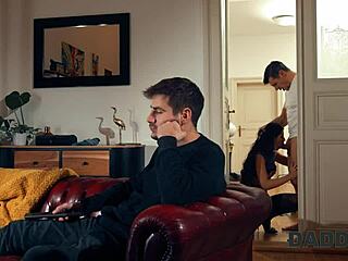 Think my hot Czech girlfriend's shaved pussy looks better stuffed while I watch TV?