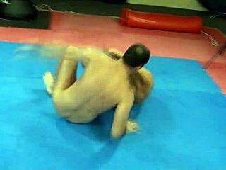 Cathy Heaven Dominates James Nude Wrestling Blowjob Finish