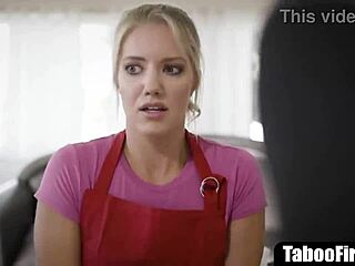 hot blonde maid, take these cocks in your mouth, pussy, and ass right now!