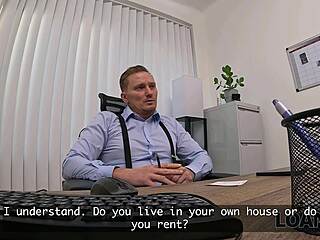 she struts into the office interview desperate for cash but ends up moaning on the desk getting pounded hard