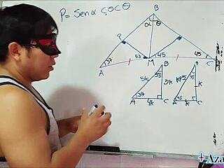 bedroom nerd student teacher explores trigonometry with brown eyes