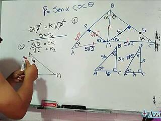 bedroom nerd student teacher explores trigonometry with brown eyes