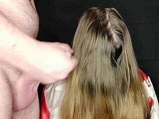 stepmom swallows cumshot dumped on her long shaved hair taboo style