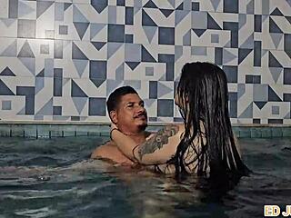 colombian antonella rides monster cock bareback in pool fuck interval