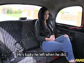 fake taxi brunette works out hard on driver's cock