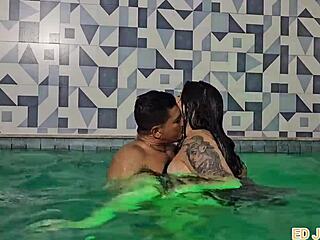 colombian antonella rides monster cock bareback in pool fuck interval