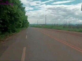 Old black lover with monster cock ravages brunette amateur wife's big tits ass outdoors publicly cuckolding husband.