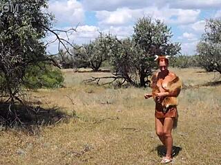 hey shy aboriginal milf, why hide that mature body during your outdoor cosplay dance?